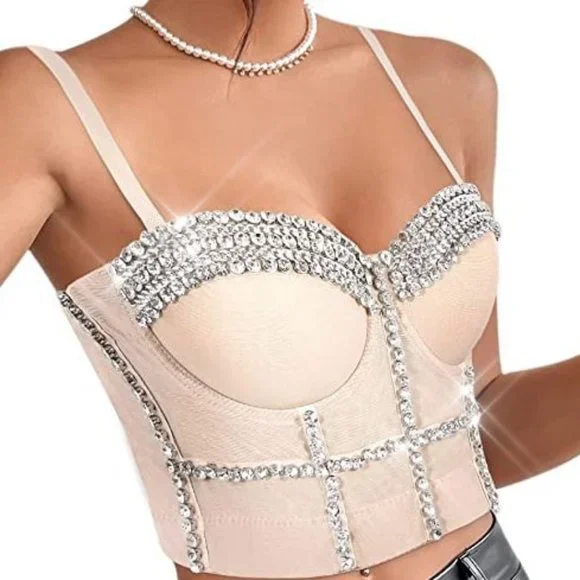 NWT Sparkling Bling Swarovski Crystal Rhinestone Bustier Bra Top + FREE …
